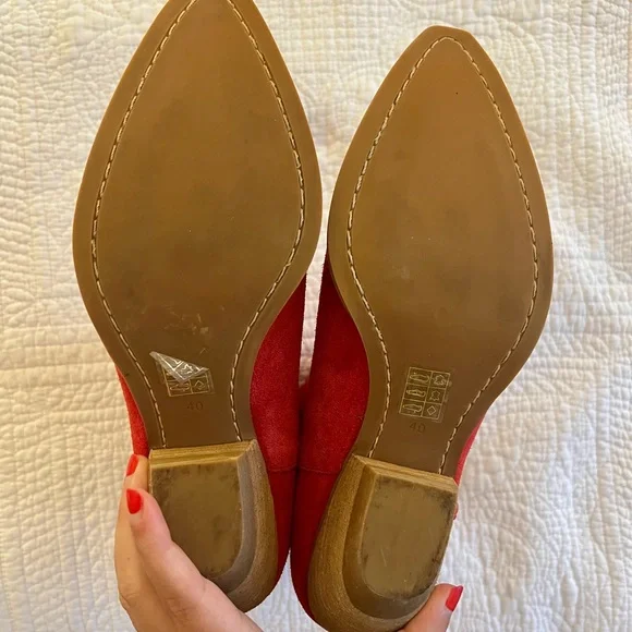 Free People x Jeffrey Campbell Red Suede Calvera Western Boots Sz 40 - Picture 7 of 9